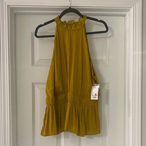 Nine West Ruffled Halter Camisole in Mustard Yellow